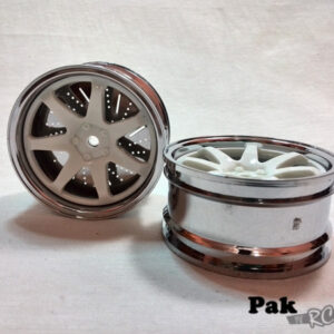 1:10 Wheel Set Silver outline, white inner with hex fitted 303E (2 pieces)-0