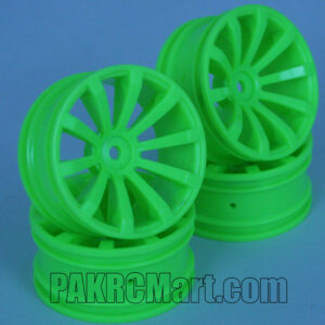 1:10 Wheel Set - Green 10 spokes 6mm Offset (4 pieces) - 603-0