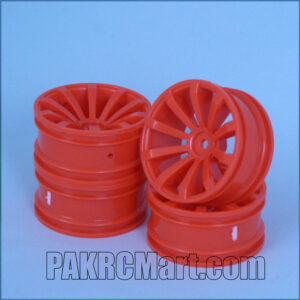 1:10 Wheel Set - Orange 10 spokes 6mm Offset (4 pieces) - 604-0