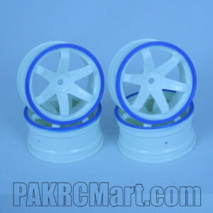 1:10 Wheel Set - White with blue outline 6mm Offset (4 pieces) - SKU-702B-0