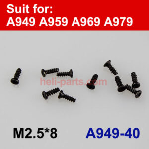 Wltoys A949 A959 A969 A979 Screws 2.5x8mm 10Pcs A949-40-0