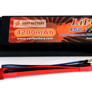 7.4V 4200mAh 45C bullet hard case LIPO battery with T plugs-0