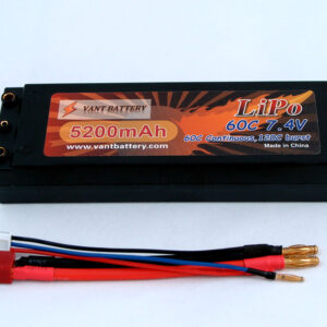 7.4V 5200mAh 60C bullet hard case LIPO battery with T plugs-0